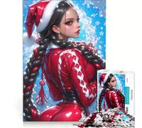 Puzzle da 1000 pezzi per adolescenti, ragazza anime in abito natalizio rosso, gioco educativo, allena la mente e la manualità, regalo per amici e familiari 50x75cm