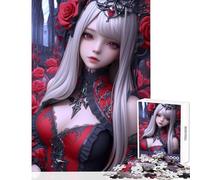 Puzzle da 1000 pezzi per adolescenti ragazza anime in abito rosso decorazione per la casa giocattoli regalo divertente gioco pratico ogni pezzo è unico - dimensioni 50x75cm