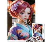 Puzzle da 1000 pezzi per adolescenti ragazza anime in kimono con lanterne giocattoli antistress regali di Babbo Natale segreto gioco pratico interazione genitore-figlio dimensioni 38x26cm