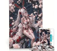 Puzzle da 1000 pezzi per adolescenti, ragazza anime in un roseto, gioco rilassante, decorazione da parete, per compleanno, Natale 38x52cm