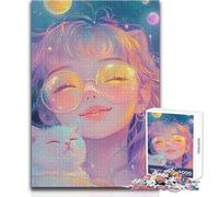 Puzzle da 1000 pezzi per adolescenti, ragazza anime nello spazio, rompicapo, giochi per famiglie, analisi e logica, giocattolo da parete, dimensioni 38x52cm