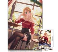 Puzzle da 1000 pezzi per adolescenti, ragazza anime sexy in calze, rilassante, per il tempo libero, preciso, ad incastro, giocattolo di precisione, dimensioni 38x52cm