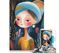Puzzle da 1000 pezzi per adolescenti ragazza astratta ingenua con perla tocco di arte moderna giocattolo fai-da-te migliora la memoria con pezzi completamente ad incastro di forma casuale 38x52cm