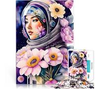 Puzzle da 1000 pezzi per adolescenti Ragazza astronauta in fiore Giochi educativi Decorazione della casa Regali di Babbo Natale segreto 75x50cm