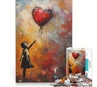 Puzzle da 1000 pezzi per adolescenti: ragazza che allunga la mano verso un palloncino a forma di cuore, gioco rilassante, antistress intellettuale, regalo di compleanno e unico 38x26cm