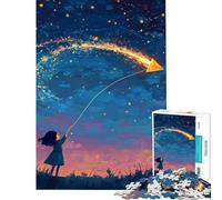 Puzzle da 1000 pezzi per adolescenti ragazza che fa volare un aquilone luminoso di notte Difficile e stimolante Decorazione perfetta Gioco educativo per ragazzi dai 14 anni in su 50x75cm