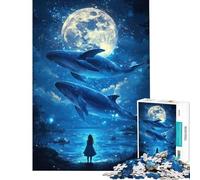 Puzzle da 1000 pezzi per adolescenti ragazza che guarda le balene Un puzzle difficile e stimolante per il divertimento in famiglia Giochi divertenti per ragazzi dai 14 anni in su 50x75cm