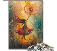 Puzzle da 1000 pezzi per adolescenti, ragazza con dente di leone, antistress con pezzi completamente interconnessi di forma casuale per ragazzi dai 14 anni in su dimensioni 26x38cm