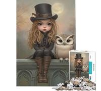 Puzzle da 1000 pezzi per adolescenti ragazza con gufo in stile steampunk Attività divertenti da fare a casa gioco educativo per tutta la famiglia per ragazzi dai 14 anni in su (38x26cm)