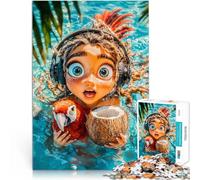 Puzzle da 1000 pezzi per adolescenti Ragazza con pappagallo e cocco Gioco intellettuale Ogni pezzo è unico - Gioco divertente e stimolante per tutta la famiglia 75x50cm