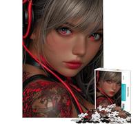 Puzzle da 1000 pezzi per adolescenti ragazza cyberpunk con tatuaggio e cuffie giocattolo fai da te decorazione da parete compleanno e Natale (dimensioni 50x75cm)