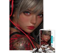 Puzzle da 1000 pezzi per adolescenti ragazza cyberpunk con tatuaggio e cuffie puzzle per adulti gioco rilassante sfida impegnativa regalo di Natale o compleanno (dimensioni 38x52cm)