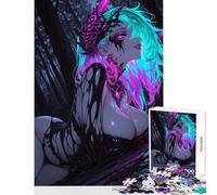 Puzzle da 1000 pezzi per adolescenti ragazza demone al neon nella foresta oscura decorazione per la casa giocattoli regalo di compleanno giochi rilassanti per compleanno Natale dimensioni 50x75cm