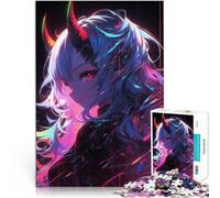 Puzzle da 1000 pezzi per adolescenti Ragazza demone anime con capelli al neon Giochi Giocattoli Regalo Lista dei desideri con Babbo Natale 52x38cm