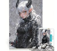 Puzzle da 1000 pezzi per adolescenti - Ragazza demone dai capelli bianchi giocattolo decorativo da parete per divertimento in famiglia per rafforzare l'amore tra le coppie 38x26cm