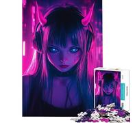 Puzzle da 1000 pezzi per adolescenti ragazza diavolo al neon puzzle per adulti gioco pratico che migliora la memoria compleanno e Natale (dimensioni 50x75cm)