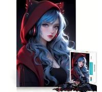 Puzzle da 1000 pezzi per adolescenti,ragazza gatto,blu neon,anime,taglio preciso,arte,concentrazione,gioco divertente,relax,regalo di compleanno (38x26cm)