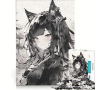 Puzzle da 1000 pezzi per adolescenti, ragazza gatto giapponese, inchiostro nero, gioco educativo, ma divertente e spiritoso, compleanni e occasioni speciali 50x75cm
