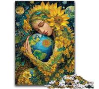 Puzzle da 1000 pezzi per adolescenti Ragazza Girasole Difficile e stimolante con poster abbinato e foglio di quiz per età 14 26x38cm