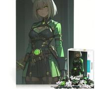Puzzle da 1000 pezzi per adolescenti, ragazza guerriera anime dagli occhi verdi, gioco, giocattolo fai da te, migliora la memoria, con pezzi completamente ad incastro di forma casuale 50x75cm