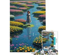 Puzzle da 1000 pezzi per adolescenti ragazza in un paesaggio floreale sotto la pioggia Puzzle per adulti giochi rilassanti che migliorano la memoria Ideale come regalo per tutta la famiglia (50x75cm)