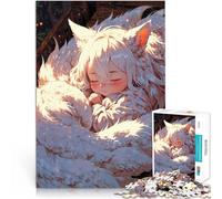 Puzzle da 1000 pezzi per adolescenti Ragazza Kitsune addormentata Gioco a quiz Attività divertenti a casa, regali di compleanno, regali di viaggio, 52x38cm