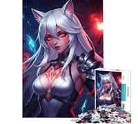 Puzzle da 1000 pezzi per adolescenti ragazza lupo anime con segni rossi sfida educativa decorazione per la casa gioco educativo adatto a partire dai 14 anni (50x75cm)