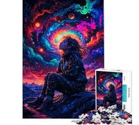 Puzzle da 1000 pezzi per adolescenti ragazza spaziale al neon puzzle per adulti giocattolo decorativo da parete arte antistress regalo (dimensioni 50x75cm)