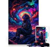 Puzzle da 1000 pezzi per adolescenti, ragazza spaziale al neon, taglio netto, gioco cognitivo divertente, gioco per il tempo libero, decorazione natalizia per la casa (50x75cm)