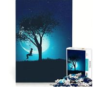 Puzzle da 1000 pezzi per adolescenti: ragazza sull'altalena di notte, gioco impossibile, attività divertenti da fare in casa, compleanno e Natale 38x26cm
