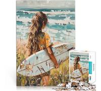 Puzzle da 1000 pezzi per adolescenti Ragazza surfista in riva al mare Assemblaggio del modello Migliorare l'amore tra le coppie 70x100cm