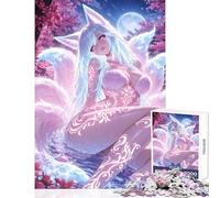 Puzzle da 1000 pezzi per adolescenti ragazza volpe anime in un ambiente con fiori di ciliegio giocattoli antistress regali di Babbo Natale segreto gioco rompicapo impegnativo da completare 50x75cm