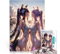 Puzzle da 1000 pezzi per adolescenti Ragazze Volpe Anime Tramonto Analisi e logica Decorazione murale Regali unici per compleanno e Natale 75x50cm