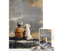 Puzzle da 1000 pezzi per adolescenti ragazzo e cane arte per osservare le stelle giocattoli fai da te regali per donne e uomini gioco pratico migliora l'amore tra coppie dimensioni 38x26cm