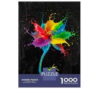 Puzzle Da 1000 Pezzi Per Adolescenti Rainbow Paint Flower on Black Background Puzzle Per Adulti Giochi Per Famiglie Regali Per Donne Aiuta L'esercizio Del Cervello 52x38cm/1000pcs