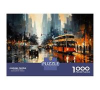 Puzzle Da 1000 Pezzi Per Adolescenti Rainy Cityscape with Bus Puzzle Per Adulti Giochi Rilassanti Perfetto Per Decorare E Fare Regali A Tutta La Famiglia 52x38cm/1000pcs