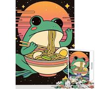 Puzzle da 1000 pezzi per adolescenti Rana che mangia ramen nello spazio Giocattolo Decorazione da parete Opera d'arte Regalo Gioco pratico Aiuta il cervello Esercizio Dimensioni 50x75cm