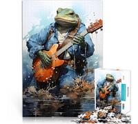 Puzzle da 1000 pezzi per adolescenti Rana che suona la chitarra Giochi educativi Decorazione della casa è ideale come regalo per tutta la famiglia 75x50cm