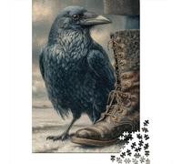 Puzzle Da 1000 Pezzi Per Adolescenti Raven on Boot in Snowy Scene Puzzle Per Adulti Gioco Rompicapo Regalo Di Compleanno Aiuta Ad Allenare Il Cervello 52x38cm/1000pcs