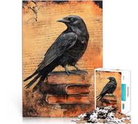 Puzzle da 1000 pezzi per adolescenti Raven sui vecchi libri d'epoca Giochi divertenti Ogni pezzo è unico - Gioco divertente e stimolante per tutta la famiglia 75x50cm