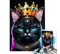 Puzzle da 1000 pezzi per adolescenti Re Gatto Nero Neon Difficile e Sfida Gioco di Assemblaggio Impossibile Adatto a Persone dai 14 anni in su (50x75cm)