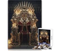 Puzzle da 1000 pezzi per adolescenti Re Scheletro sul Trono di Ossa, attività educativa divertente e logica, sentimento caldo, dimensioni 50x75cm