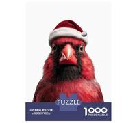 Puzzle Da 1000 Pezzi Per Adolescenti Red Cardinal Bird Wearing Santa Hat Puzzle Giocattolo Decorazione Da Parete Sfida Difficile Regalo Di Compleanno, Regali, 52x38cm/1000pcs