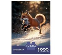 Puzzle Da 1000 Pezzi Per Adolescenti Red Fox Leaping in Snow Puzzle Per Adulti Giochi Rilassanti Decorazione Per La Casa Per Compleanno, Natale 38x26cm/1000pcs