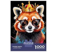 Puzzle Da 1000 Pezzi Per Adolescenti Red Panda King with Glasses Puzzle Giochi Divertenti Regalo Decorativo Perfetto Per Amici E Familiari 70x50cm/1000pcs