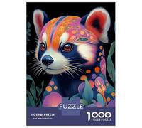Puzzle Da 1000 Pezzi Per Adolescenti Red Panda with Floral Pattern Puzzle Per Adulti Giochi Rilassanti Taglio Di Precisione Regali Per Amici E Familiari 70x50cm/1000pcs