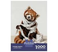 Puzzle Da 1000 Pezzi Per Adolescenti Red Panda Wrapped in Toilet Paper Puzzle Per Adolescenti Gioco Pratico Decorazione Murale Difficile Da Completare 38x26cm/1000pcs