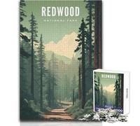 Puzzle da 1000 pezzi per adolescenti Redwood National Park, gioco di sfida unico, antistress, regali di Babbo Natale segreto, dimensioni 50x75cm