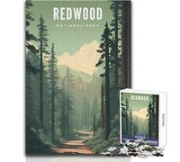 Puzzle da 1000 pezzi per adolescenti Redwood National Park Rompicapo Giochi per famiglie Taglio di precisione Regalo di compleanno Dimensioni 38x52cm