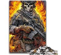 Puzzle da 1000 pezzi per adolescenti, regali a forma di scheletro guerriero in fiamme, attività per famiglie, decorazioni per la casa uniche e regali per età 14+ 50X75CM